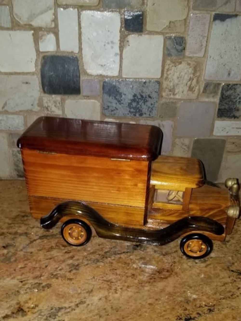 Handcrafted Wooden Stash Box  Delivery Truck -